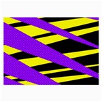 Abstract triangles, three color dotted pattern, purple, yellow, black in saturated colors Large Glasses Cloth (2 Sides) Front