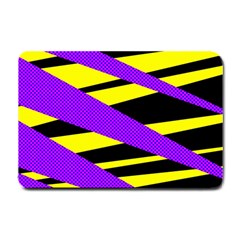 Abstract Triangles, Three Color Dotted Pattern, Purple, Yellow, Black In Saturated Colors Small Doormat  by Casemiro