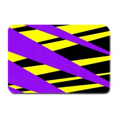 Abstract Triangles, Three Color Dotted Pattern, Purple, Yellow, Black In Saturated Colors Plate Mats by Casemiro