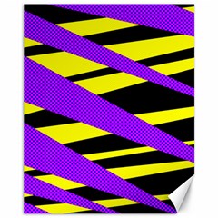 Abstract Triangles, Three Color Dotted Pattern, Purple, Yellow, Black In Saturated Colors Canvas 11  X 14  by Casemiro