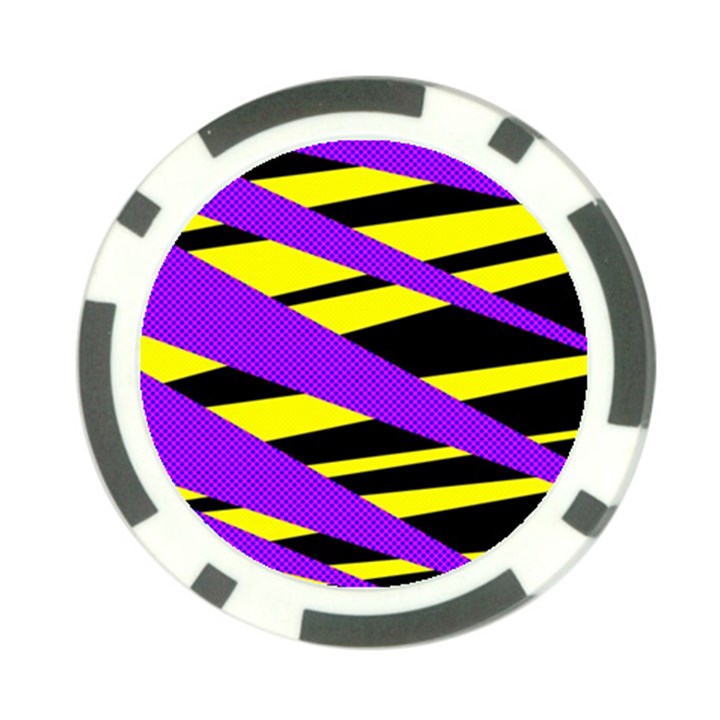 Abstract triangles, three color dotted pattern, purple, yellow, black in saturated colors Poker Chip Card Guard (10 pack)