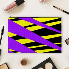 Abstract Triangles, Three Color Dotted Pattern, Purple, Yellow, Black In Saturated Colors Cosmetic Bag (large) by Casemiro