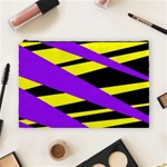 Abstract triangles, three color dotted pattern, purple, yellow, black in saturated colors Cosmetic Bag (Large) Front