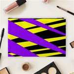 Abstract triangles, three color dotted pattern, purple, yellow, black in saturated colors Cosmetic Bag (Large) Back