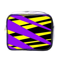 Abstract Triangles, Three Color Dotted Pattern, Purple, Yellow, Black In Saturated Colors Mini Toiletries Bag (one Side) by Casemiro