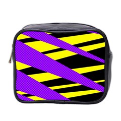 Abstract Triangles, Three Color Dotted Pattern, Purple, Yellow, Black In Saturated Colors Mini Toiletries Bag (two Sides) by Casemiro