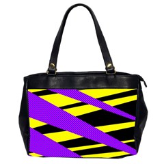 Abstract Triangles, Three Color Dotted Pattern, Purple, Yellow, Black In Saturated Colors Oversize Office Handbag (2 Sides) by Casemiro