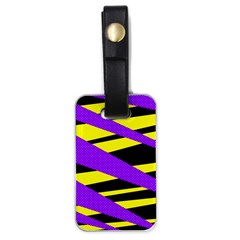 Abstract Triangles, Three Color Dotted Pattern, Purple, Yellow, Black In Saturated Colors Luggage Tag (one Side) by Casemiro