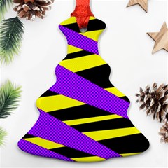 Abstract Triangles, Three Color Dotted Pattern, Purple, Yellow, Black In Saturated Colors Christmas Tree Ornament (two Sides) by Casemiro