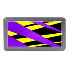 Abstract Triangles, Three Color Dotted Pattern, Purple, Yellow, Black In Saturated Colors Memory Card Reader (mini) by Casemiro