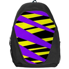 Abstract Triangles, Three Color Dotted Pattern, Purple, Yellow, Black In Saturated Colors Backpack Bag by Casemiro