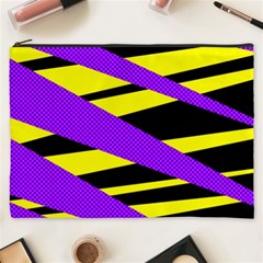 Abstract Triangles, Three Color Dotted Pattern, Purple, Yellow, Black In Saturated Colors Cosmetic Bag (xxxl) by Casemiro