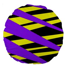 Abstract Triangles, Three Color Dotted Pattern, Purple, Yellow, Black In Saturated Colors Large 18  Premium Round Cushions