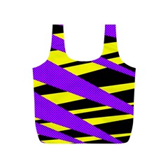 Abstract Triangles, Three Color Dotted Pattern, Purple, Yellow, Black In Saturated Colors Full Print Recycle Bag (s) by Casemiro