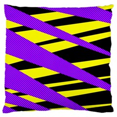 Abstract Triangles, Three Color Dotted Pattern, Purple, Yellow, Black In Saturated Colors Standard Flano Cushion Case (one Side) by Casemiro