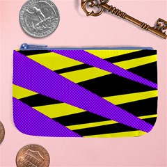 Abstract Triangles, Three Color Dotted Pattern, Purple, Yellow, Black In Saturated Colors Large Coin Purse by Casemiro