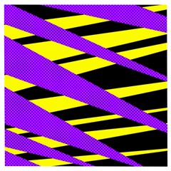 Abstract Triangles, Three Color Dotted Pattern, Purple, Yellow, Black In Saturated Colors Wooden Puzzle Square by Casemiro