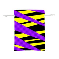 Abstract Triangles, Three Color Dotted Pattern, Purple, Yellow, Black In Saturated Colors Lightweight Drawstring Pouch (m) by Casemiro