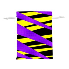 Abstract Triangles, Three Color Dotted Pattern, Purple, Yellow, Black In Saturated Colors Lightweight Drawstring Pouch (l) by Casemiro