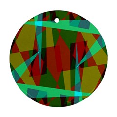 Rainbow Colors Palette Mix, Abstract Triangles, Asymmetric Pattern Ornament (round) by Casemiro