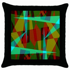 Rainbow Colors Palette Mix, Abstract Triangles, Asymmetric Pattern Throw Pillow Case (black) by Casemiro