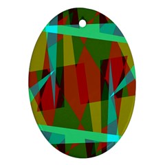 Rainbow Colors Palette Mix, Abstract Triangles, Asymmetric Pattern Oval Ornament (two Sides) by Casemiro