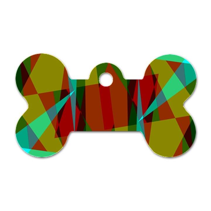 Rainbow colors palette mix, abstract triangles, asymmetric pattern Dog Tag Bone (Two Sides)