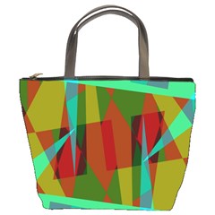 Rainbow Colors Palette Mix, Abstract Triangles, Asymmetric Pattern Bucket Bag by Casemiro