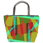 Rainbow colors palette mix, abstract triangles, asymmetric pattern Bucket Bag Front