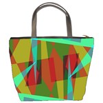 Rainbow colors palette mix, abstract triangles, asymmetric pattern Bucket Bag Back