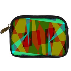 Rainbow Colors Palette Mix, Abstract Triangles, Asymmetric Pattern Digital Camera Leather Case by Casemiro