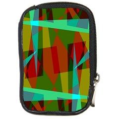 Rainbow Colors Palette Mix, Abstract Triangles, Asymmetric Pattern Compact Camera Leather Case by Casemiro