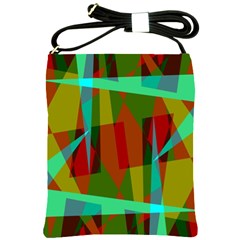 Rainbow Colors Palette Mix, Abstract Triangles, Asymmetric Pattern Shoulder Sling Bag by Casemiro