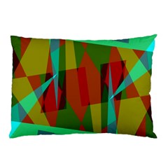 Rainbow Colors Palette Mix, Abstract Triangles, Asymmetric Pattern Pillow Case (two Sides) by Casemiro