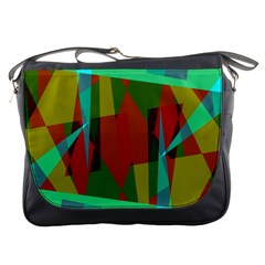 Rainbow Colors Palette Mix, Abstract Triangles, Asymmetric Pattern Messenger Bag by Casemiro