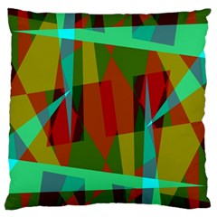 Rainbow Colors Palette Mix, Abstract Triangles, Asymmetric Pattern Large Cushion Case (one Side) by Casemiro