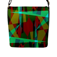 Rainbow Colors Palette Mix, Abstract Triangles, Asymmetric Pattern Flap Closure Messenger Bag (l) by Casemiro