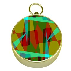 Rainbow Colors Palette Mix, Abstract Triangles, Asymmetric Pattern Gold Compasses by Casemiro