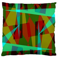 Rainbow Colors Palette Mix, Abstract Triangles, Asymmetric Pattern Large Flano Cushion Case (one Side) by Casemiro