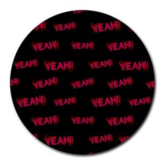 Yeah Word Motif Print Pattern Round Mousepads by dflcprintsclothing