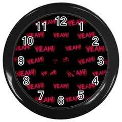 Yeah Word Motif Print Pattern Wall Clock (black) by dflcprintsclothing