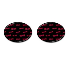 Yeah Word Motif Print Pattern Cufflinks (oval) by dflcprintsclothing