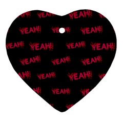 Yeah Word Motif Print Pattern Heart Ornament (two Sides) by dflcprintsclothing