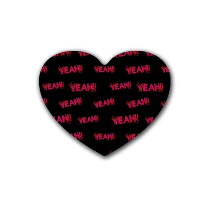 Yeah Word Motif Print Pattern Rubber Coaster (Heart) 