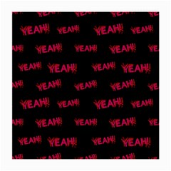 Yeah Word Motif Print Pattern Medium Glasses Cloth by dflcprintsclothing