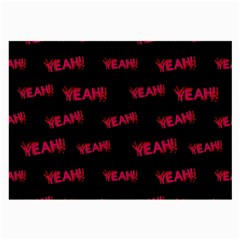 Yeah Word Motif Print Pattern Large Glasses Cloth (2 Sides) by dflcprintsclothing