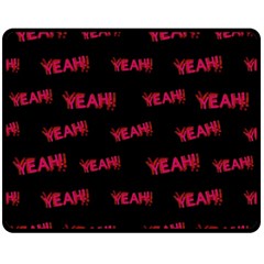 Yeah Word Motif Print Pattern Fleece Blanket (medium)  by dflcprintsclothing