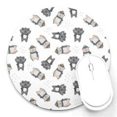 Cute Seamless Pattern With Koala Panda Bear Round Mousepads by Amaryn4rt