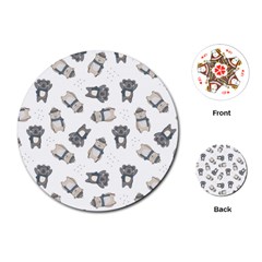 Cute Seamless Pattern With Koala Panda Bear Playing Cards Single Design (round) by Amaryn4rt