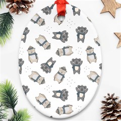 Cute Seamless Pattern With Koala Panda Bear Oval Ornament (two Sides)